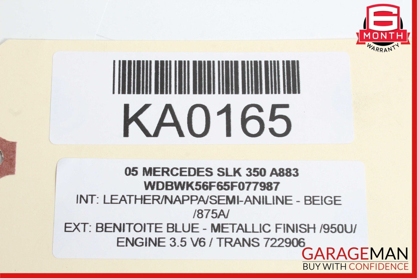 05-11 Mercedes R171 SLK350 Rear Right Side Window Roof C Pillar Panel Blue