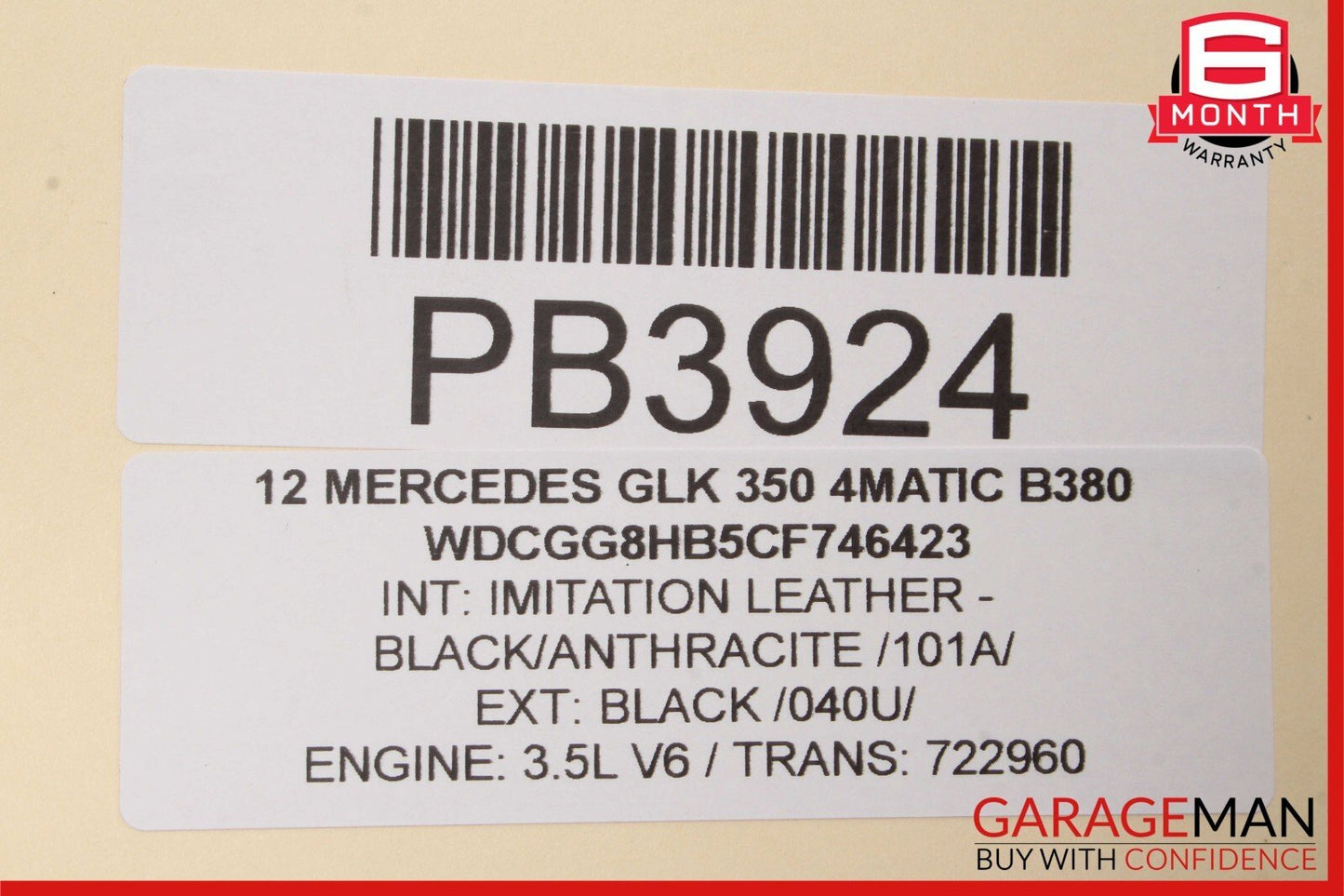 10-15 Mercedes X204 GLK350 Front Right Side Upper Top Seat Cushion Black