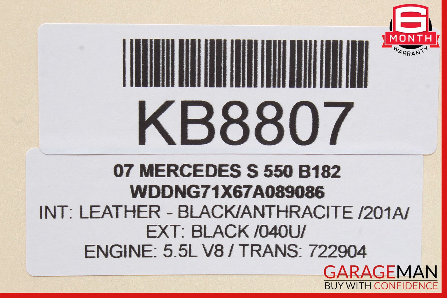 07-09 Mercedes W221 S550 Front Left Side Mirror Door Rear View Black OEM