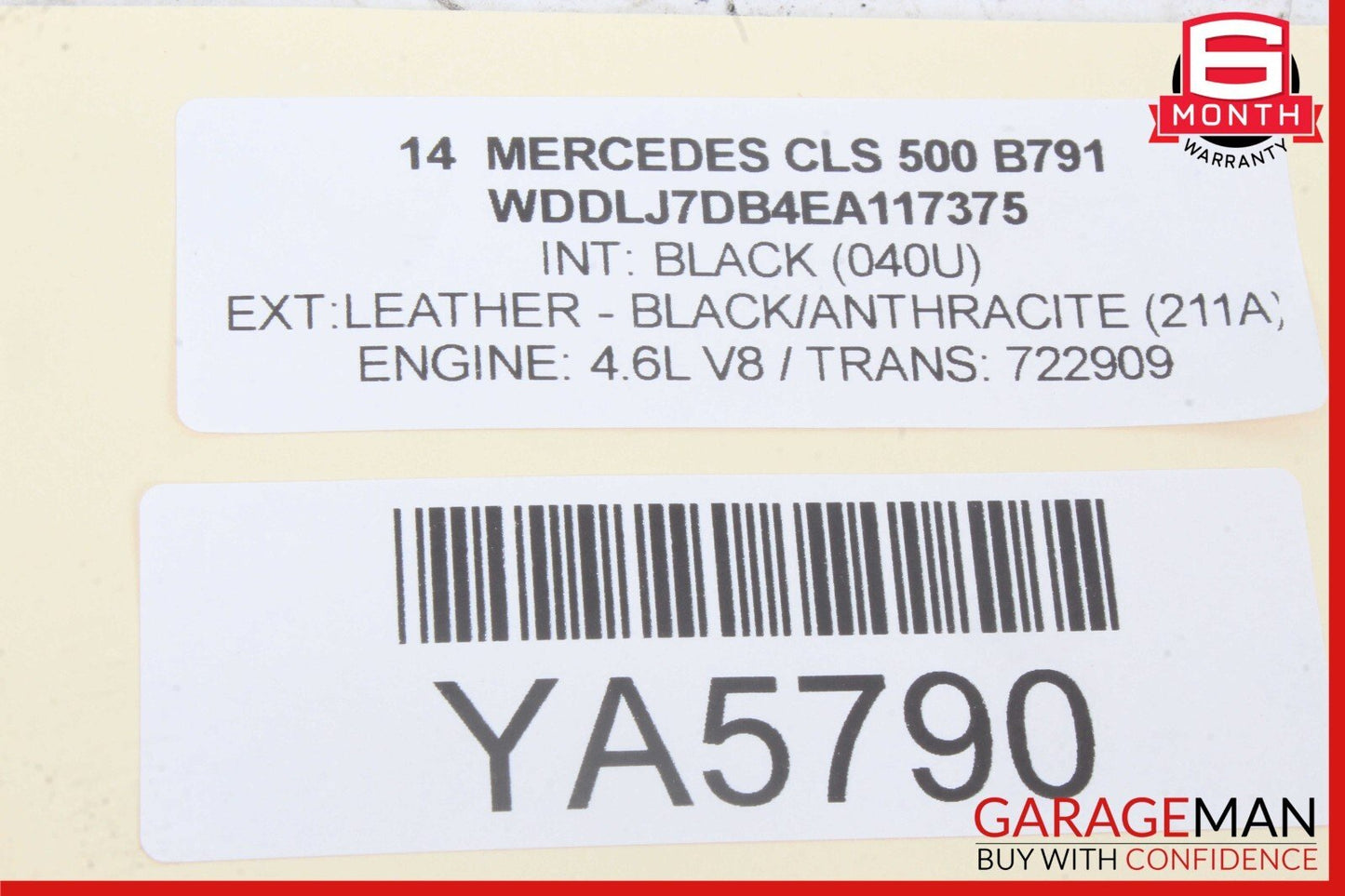 10-16 Mercedes W218 CLS500 E400 Interior Rear View Mirror Assembly Black OEM