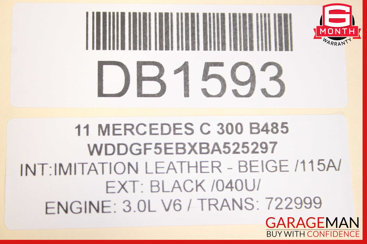 08-14 Mercedes W204 C300 C180 Rear Right Side Interior Door Panel Assembly Beige