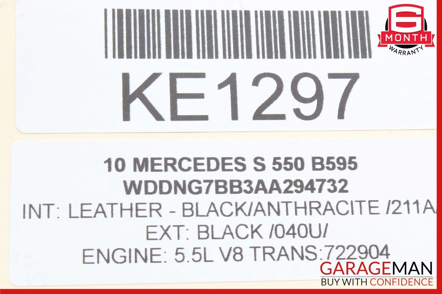 07-13 Mercedes W221 S550 S63 AMG Interior Top Upper Rear View Mirror OEM