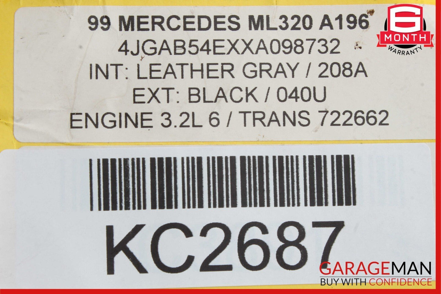 98-05 Mercedes W163 ML320 ML500 Front Right Side Seatbelt Seat Belt Retractor