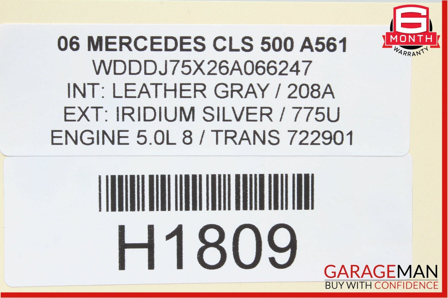 06-11 Mercedes W219 CLS500 CLS550 Rear Left Interior Door Panel Trim Gray