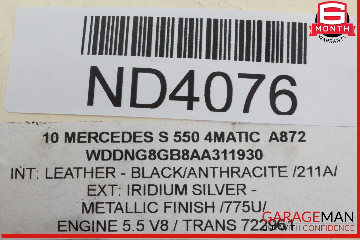 07-13 Mercedes W221 S550 Window Regulator Motor Rear Left Driver Side OEM
