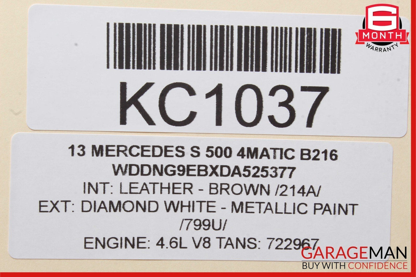 10-13 Mercedes W221 S550 Front Left Side Mirror Door Rear View Diamond White