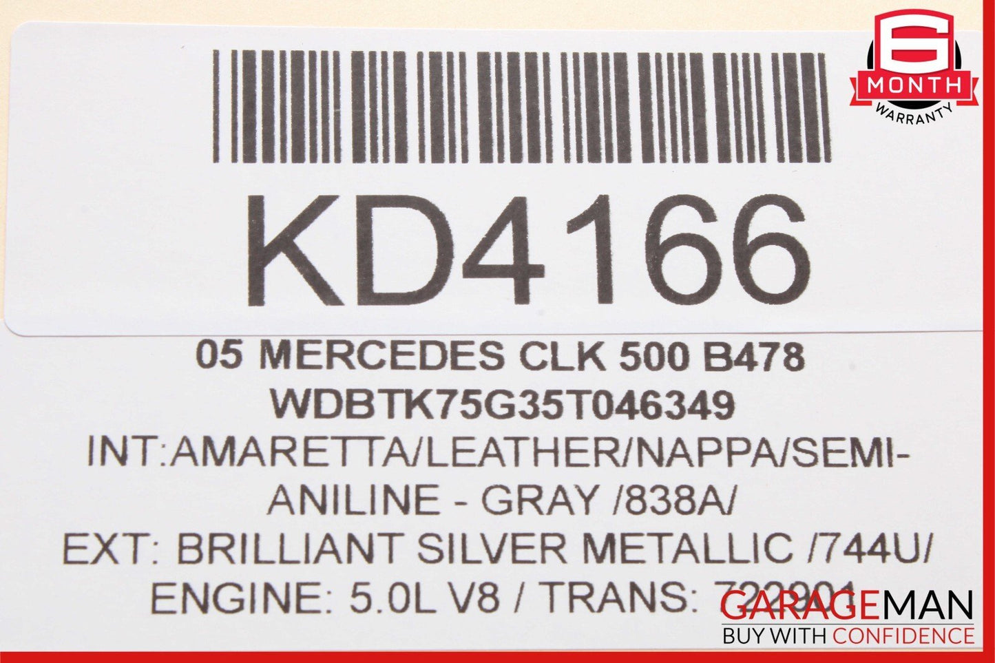 01-07 Mercedes W209 CLK500 Front Right Sun Visor Sunvisor Gray 2038177320 OEM
