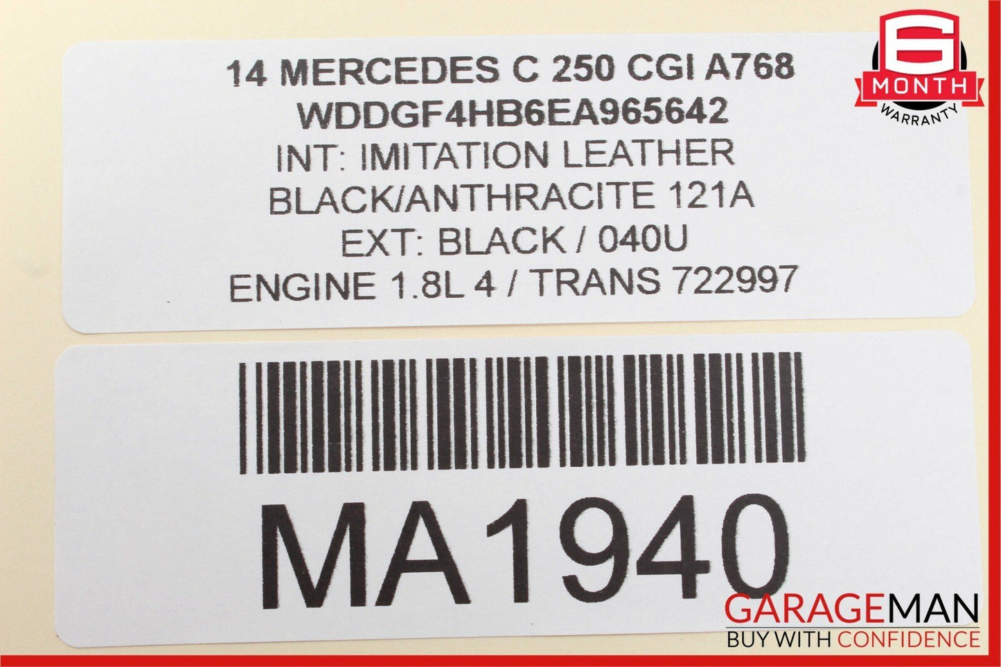 12-14 Mercedes-Benz C250 W204 Rear Left Driver Side Taillight Tail Light Lamp 2049060603
