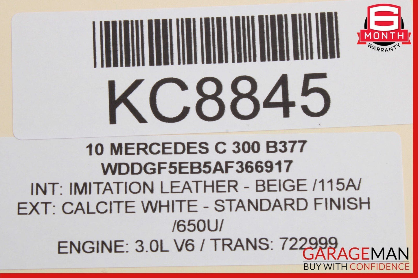 08-11 Mercedes W204 C300 Rear Right Passenger Side Interior Door Panel Beige OEM