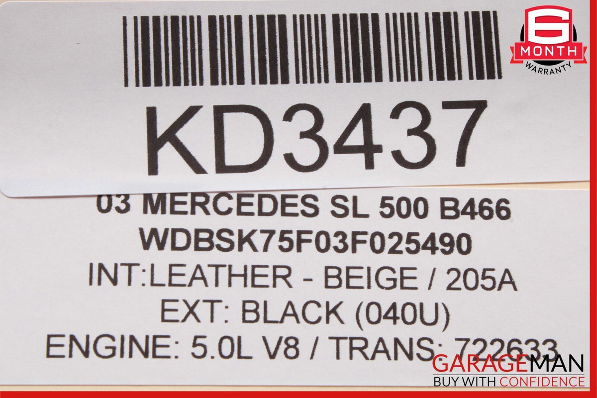 03-12 Mercedes R230 SL500 Convertible Left Side Roof Top Load Assist Cylinder