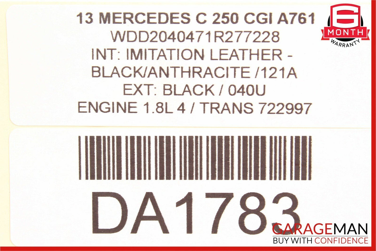 08-14 Mercedes W204 C250 Rear Right Passenger Side Exterior Door Handle Black