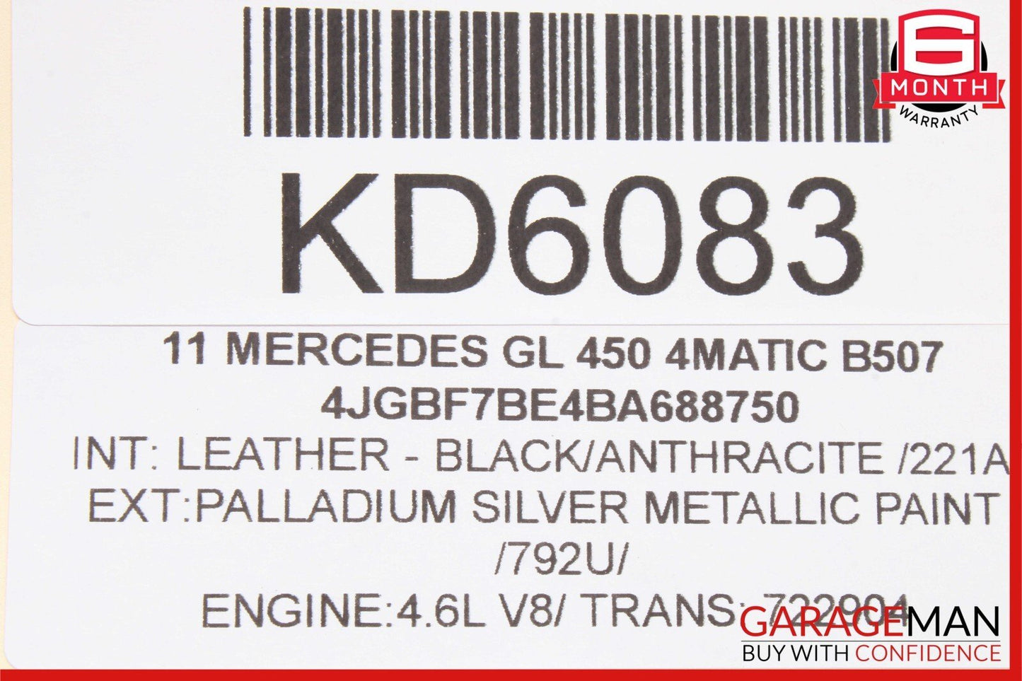 06-12 Mercedes X164 GL450 ML350 Front Left Side Sun Visor Sunvisor Gray OEM