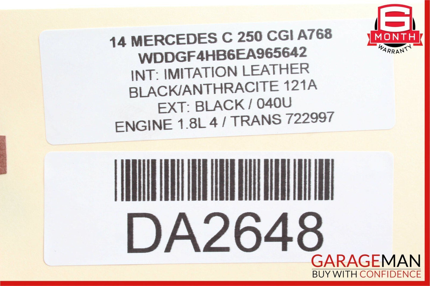 12-14 Mercedes W204 C250 C300 Rear Right Exterior Door Handle OEM