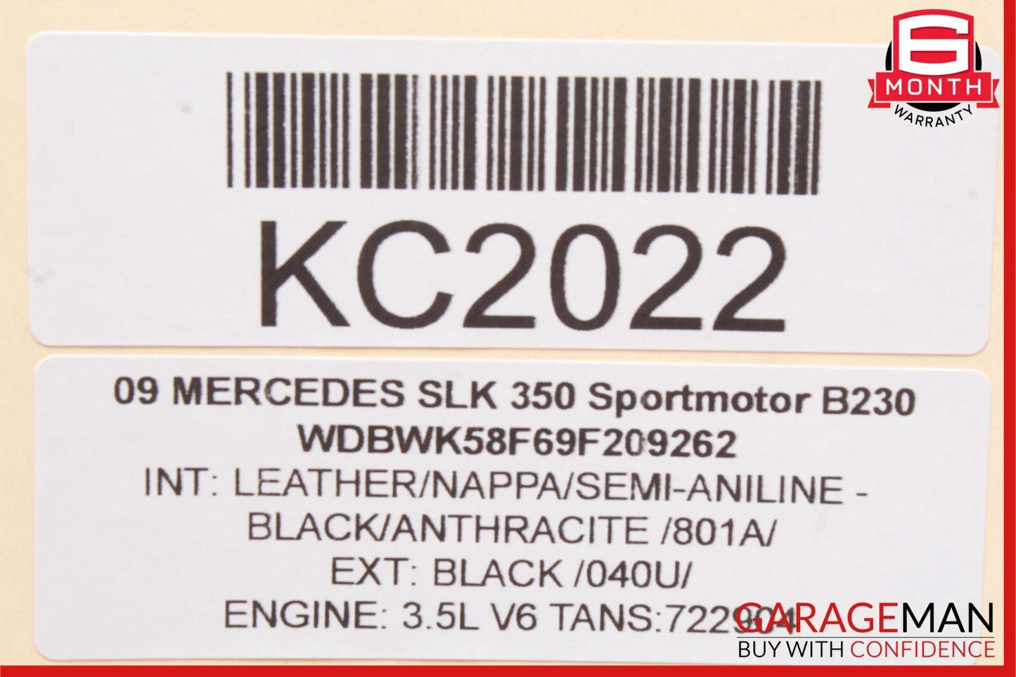 05-11 Mercedes R171 SLK350 Front Right Exterior Door Handle Black OEM