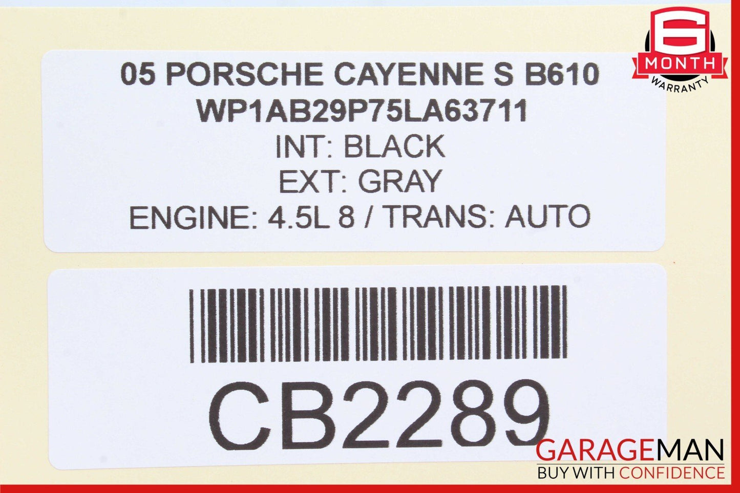 03-10 Porsche Cayenne S 955 Front Right Side Sunvisor Sun Visor Shade Grey OEM