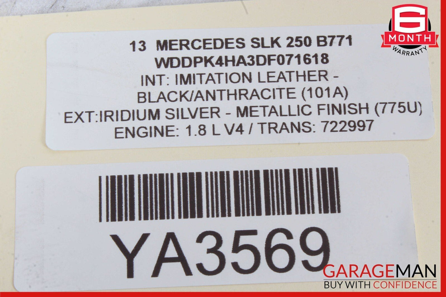 12-20 Mercedes R172 SLK250 SLC300 Right Side Exterior Door Handle Iridium Silver