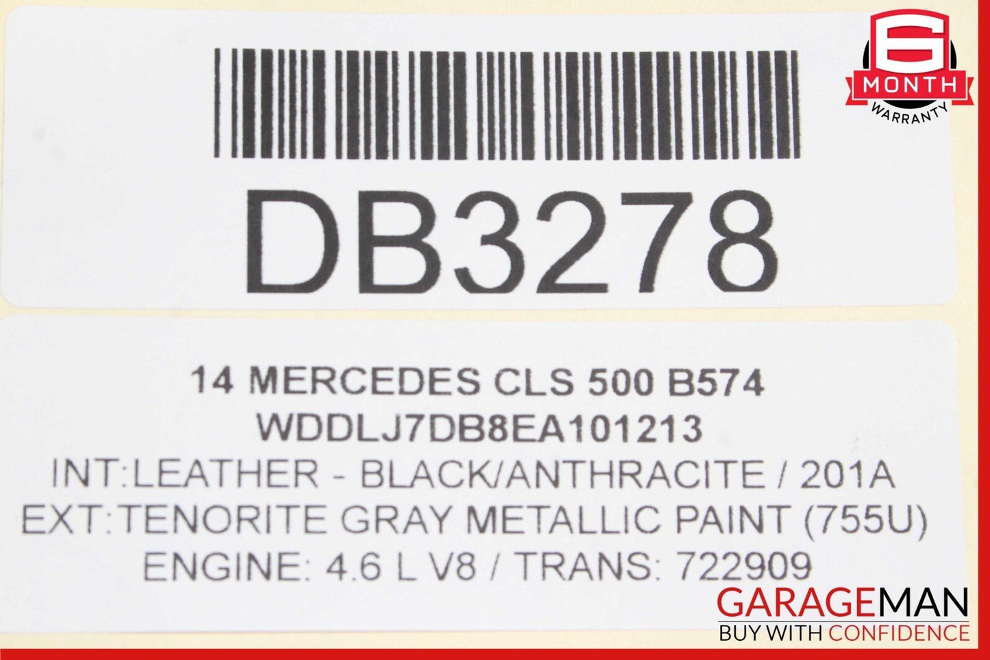 12-18 Mercedes W218 CLS400 CLS550 Rear Left Side Exterior Door Shell Grey