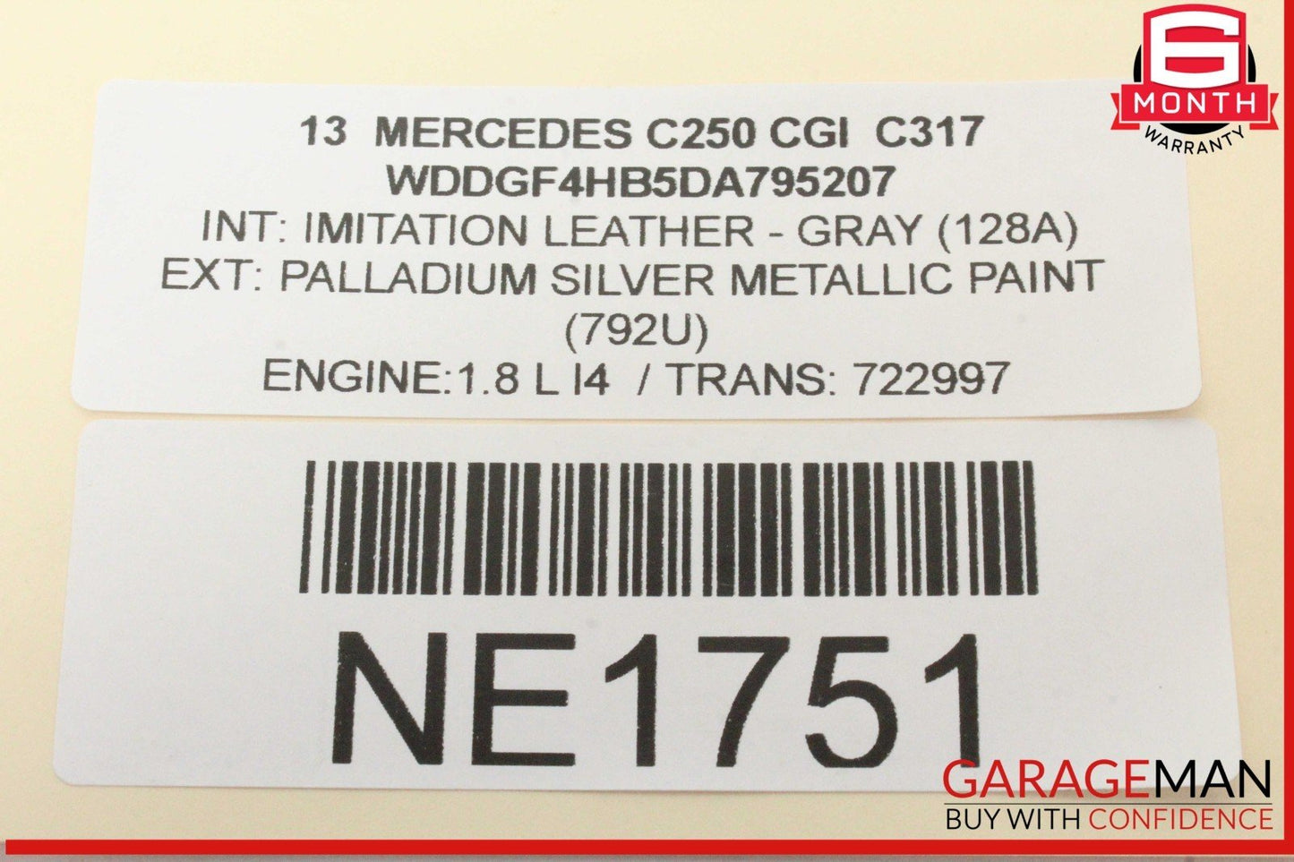 08-14 Mercedes W204 C250 CGI Rear Overhead Dome Light Lamp Reading Map OEM