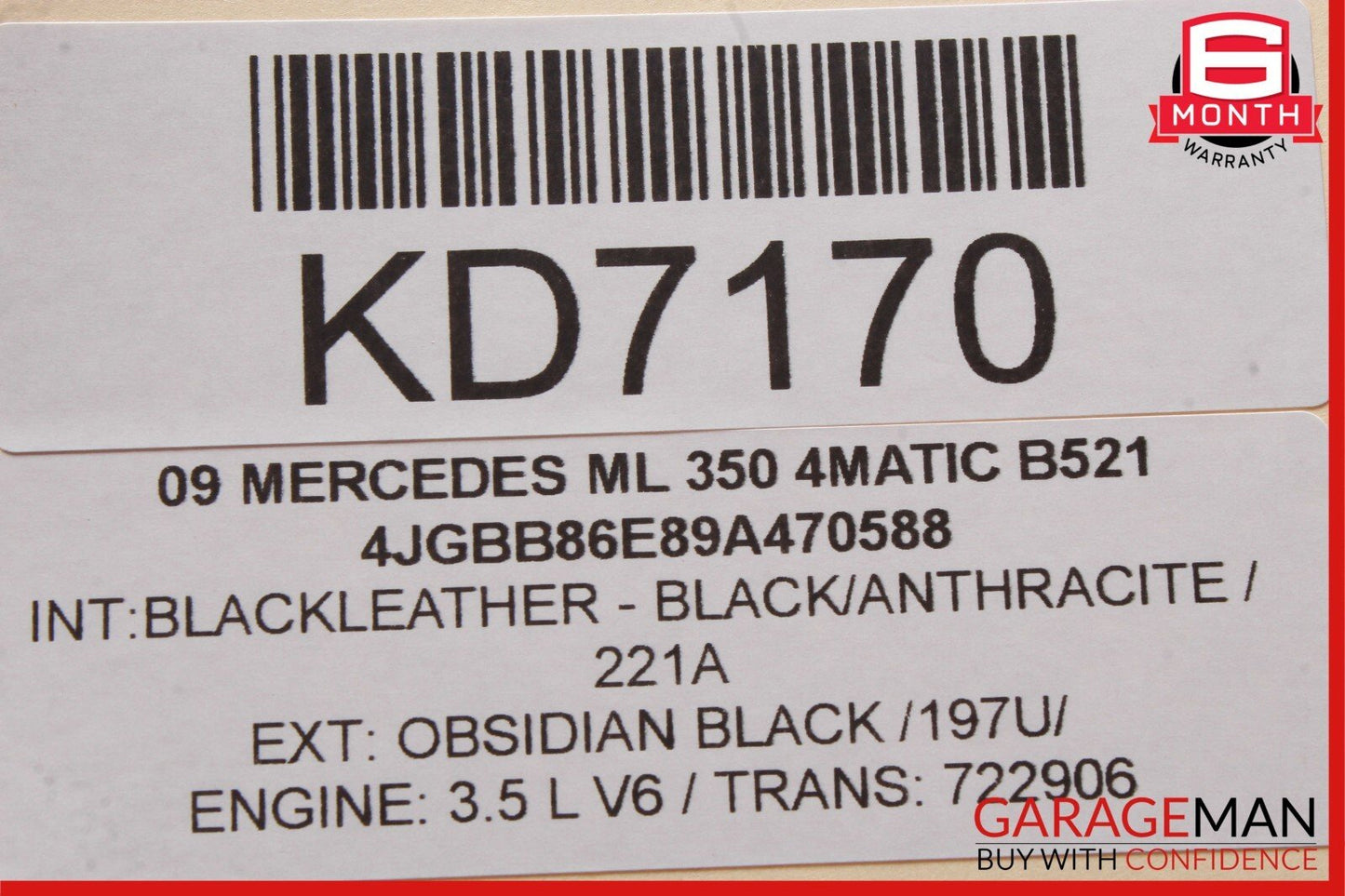 06-13 Mercedes W164 ML350 GL450 Front Left Door Window Regulator Motor Unit