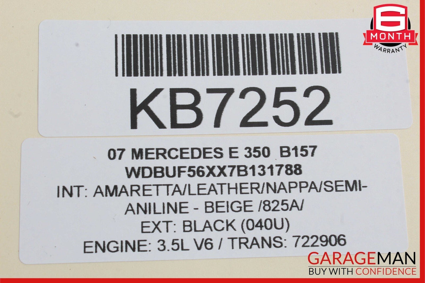 07-09 Mercedes W211 E350 E63 Front Left / Right Seat Headrest Head Rest Beige
