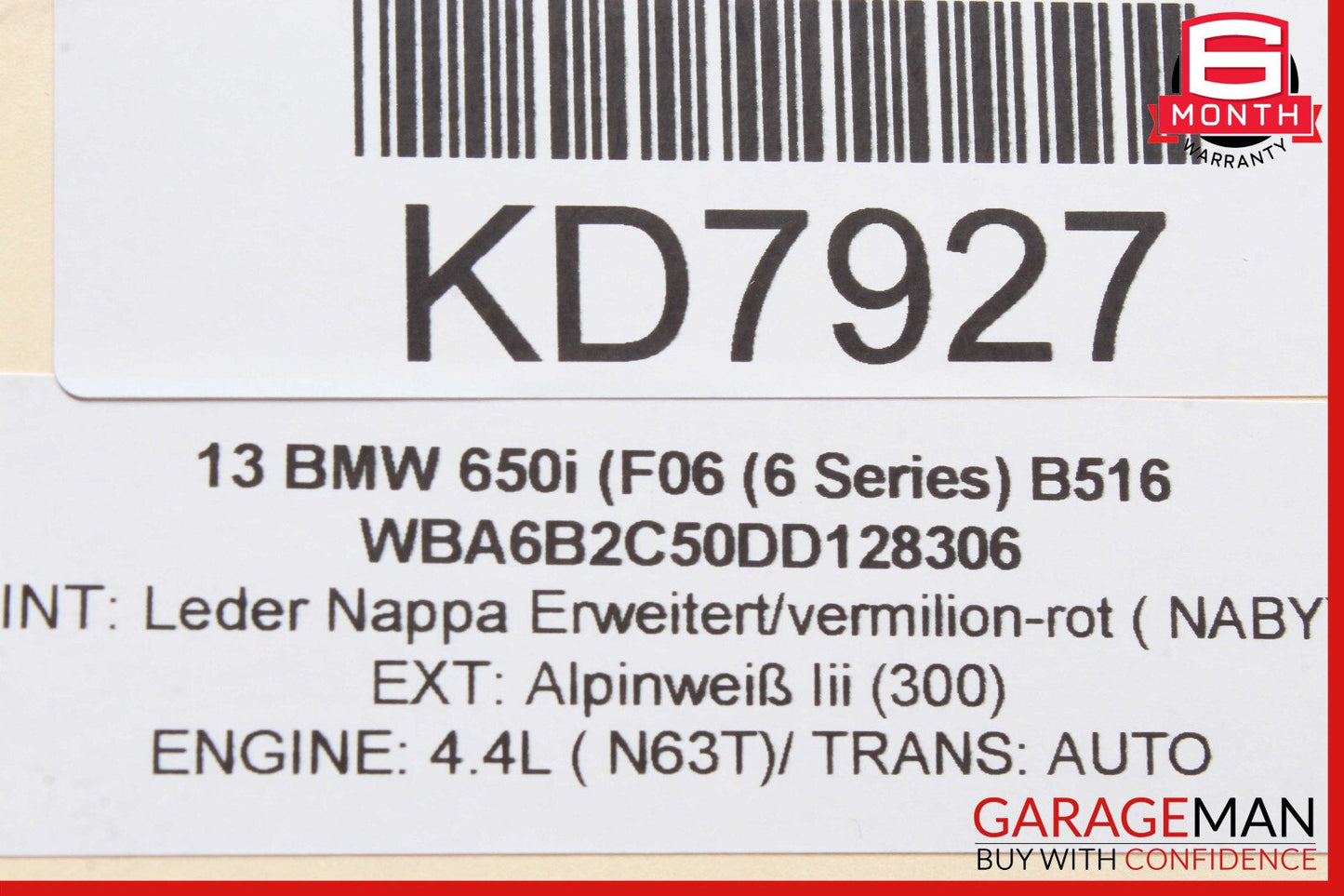 13-19 BMW 650i F06 Front Right Sunvisor Sun Visor OEM