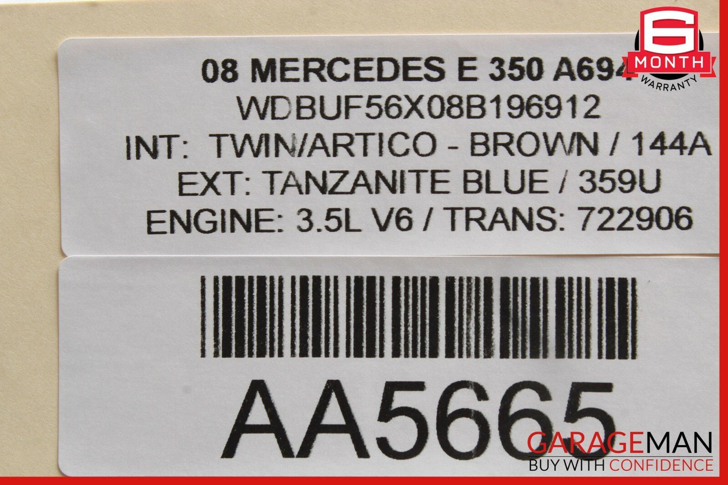 03-09 Mercedes W211 E350 Rear Left Driver Side Door Window Regulator Motor OEM