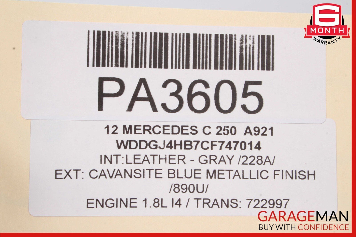 08-14 Mercedes W204 C250 AMG Sport Sedan Right Side Skirt Rocker Panel Blue