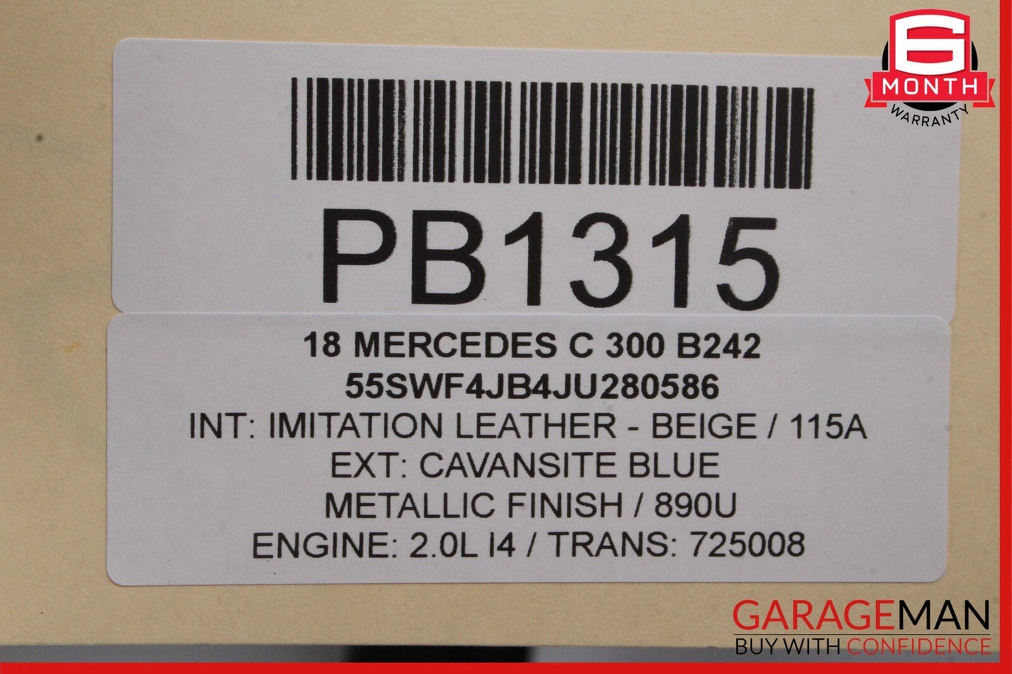 15-18 Mercedes W205 C300 Front Right Passenger Side Exterior Door Shell Blue OEM