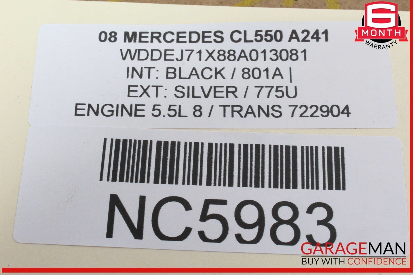 07-09 Mercedes W216 CL550 S63 AMG S450 Interior Rear View Mirror Gray OEM