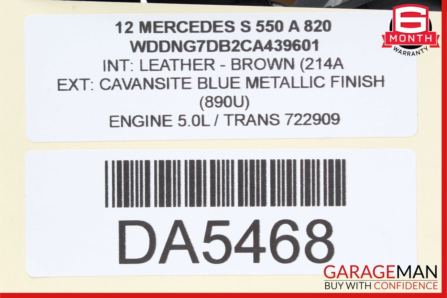 07-13 Mercedes W221 S550 Rear Right Side Exterior Door Handle Keyless Go Black