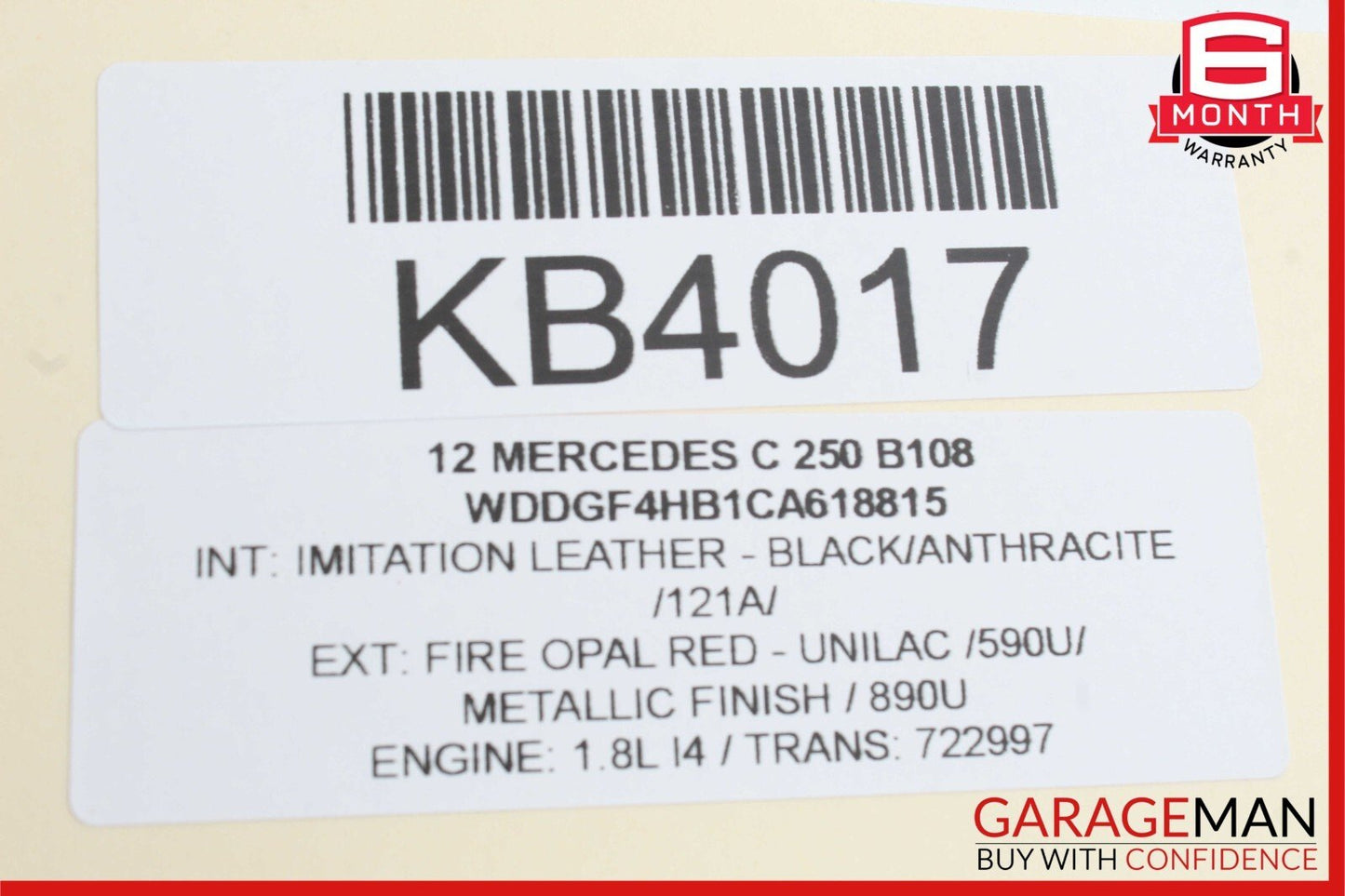 12-14 Mercedes W204 C250 Rear Left Driver Side Taillight Tail Light Lamp OEM