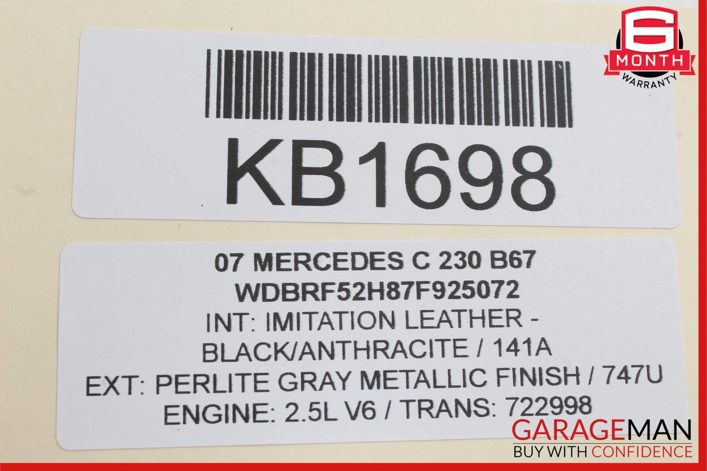 05-07 Mercedes W203 C230 Rear Left Driver Side Exterior Door Handle Gray OEM