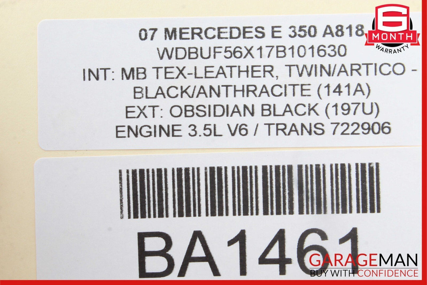 07-09 Mercedes W211 E350 E550 E63 AMG Interior Top Upper Rear View Mirror Grey
