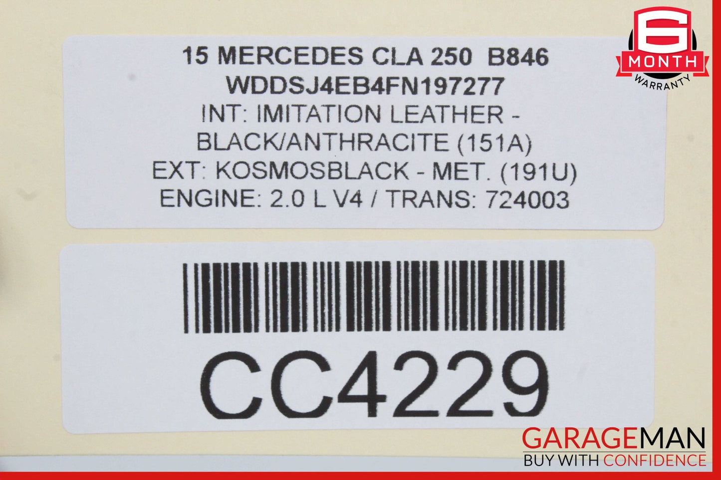 14-18 Mercedes W117 CLA250 Front Left Driver Side Wing Fender Panel Cover Black