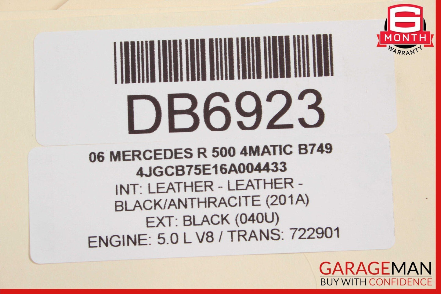 06-10 Mercedes W251 R500 Front Right Top Upper Seat Cushion Cover Anthracite
