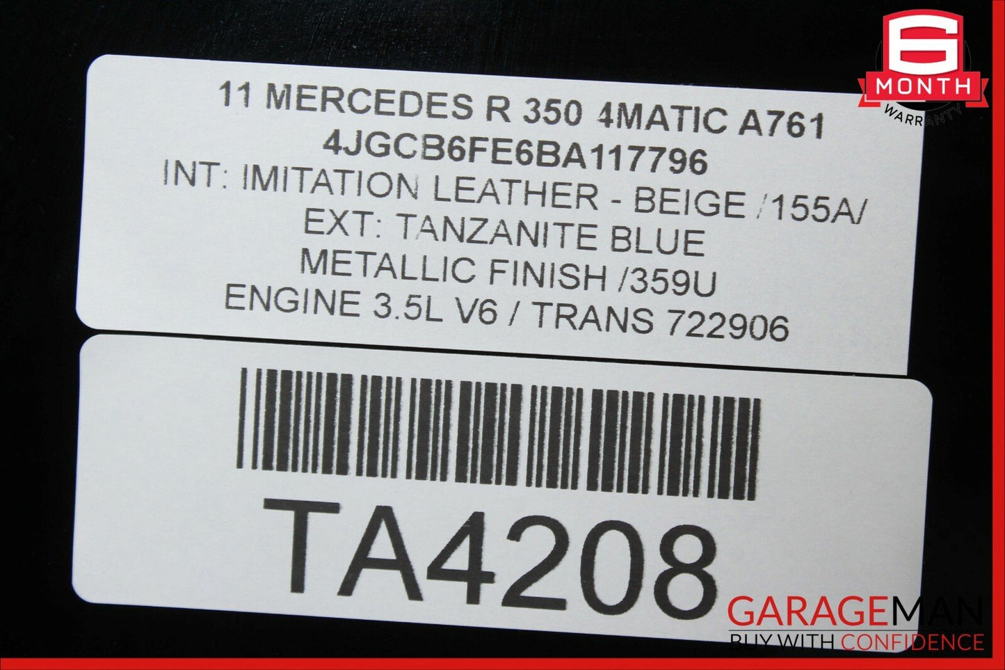 Mercedes W251 R350 R320 Center Middle Panorama Pano Sunroof Sun Roof Glass OEM