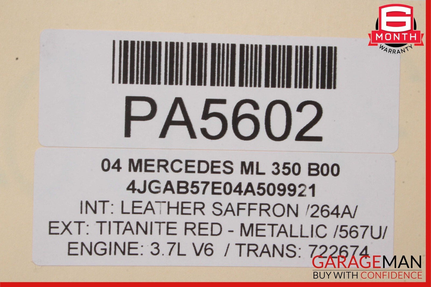 98-05 Mercedes W163 ML350 Base Right Side Rocker Skirt Molding Titanite Red
