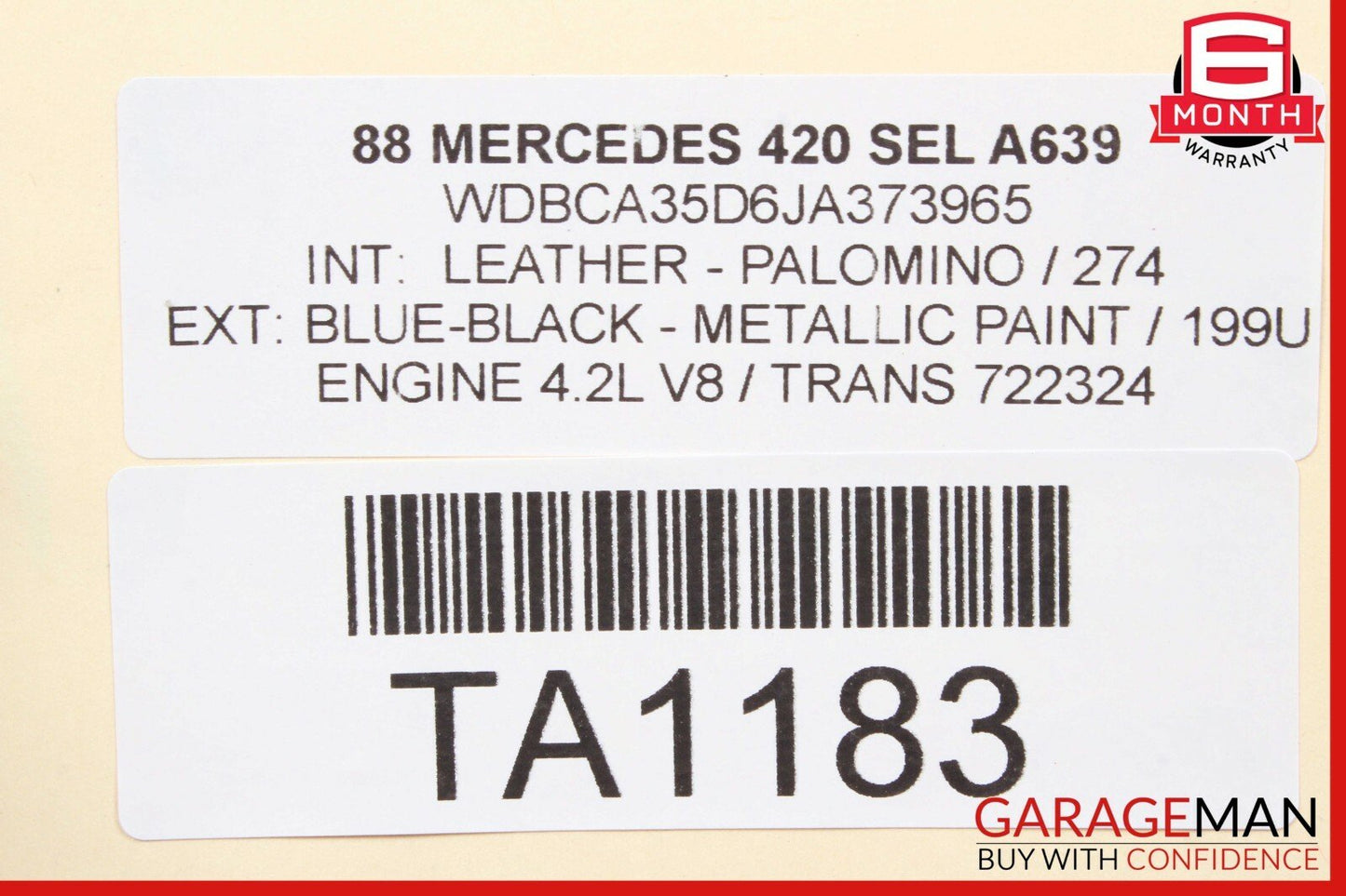 86-93 Mercedes W126 420SEL 560SEC Rear Subframe Sub Frame Crossmember OEM