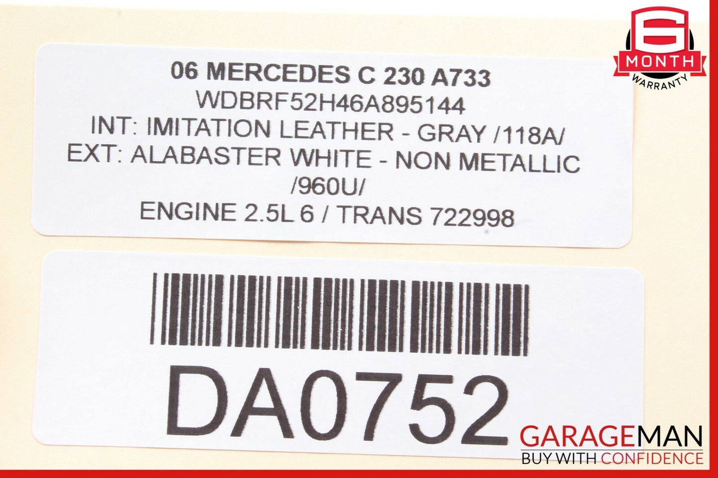 01-07 Mercedes W203 C230 C350 Rear Right Side Door Window Regulator Motor Unit