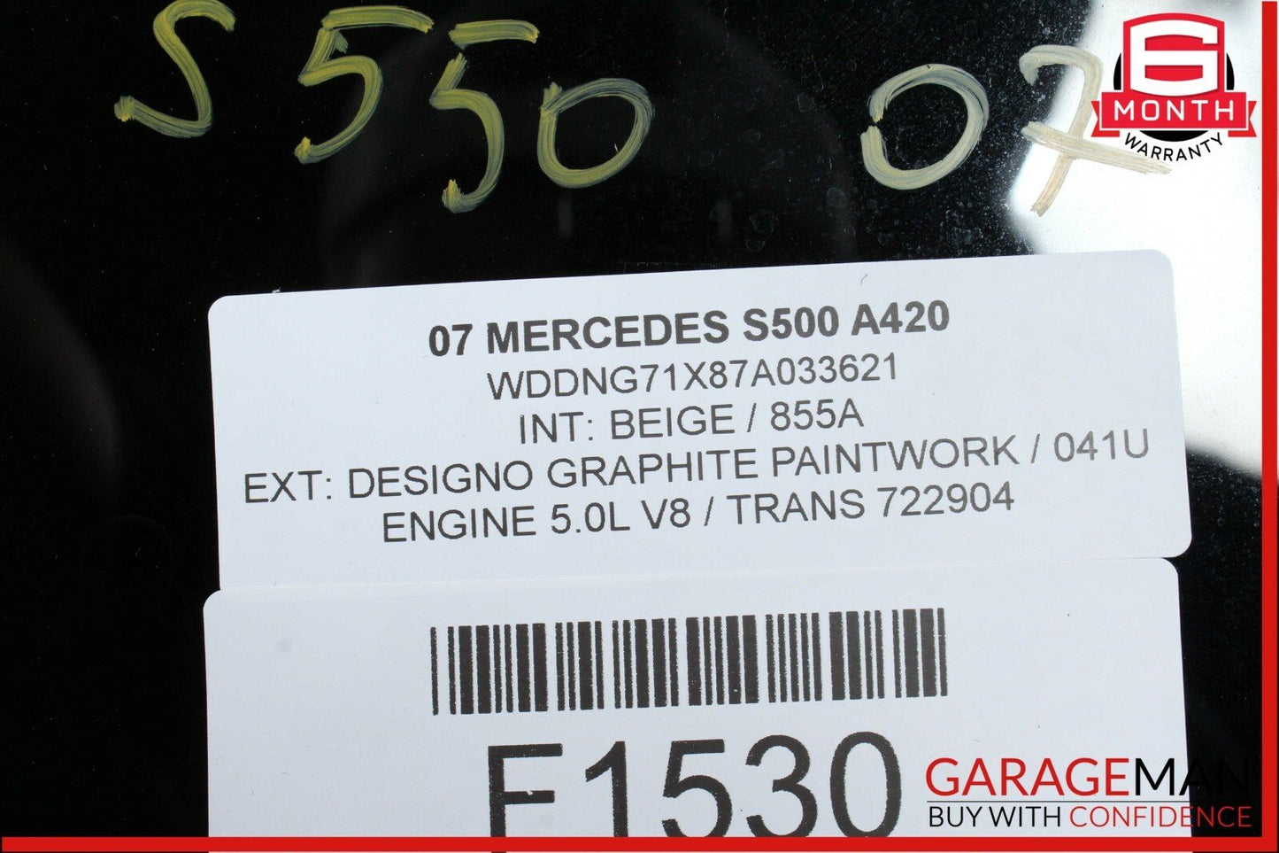 07-13 Mercedes W221 S550 S400 S63 AMG Rear Pano Panoramic Roof Glass Panel OEM