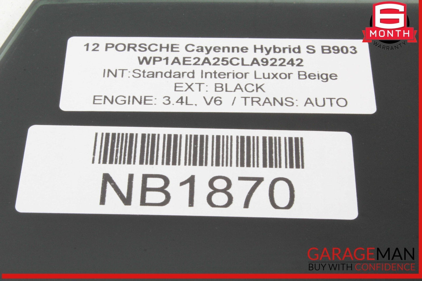 11-18 Porsche Cayenne 958 Rear Right Passenger Side Door Window Glass OEM