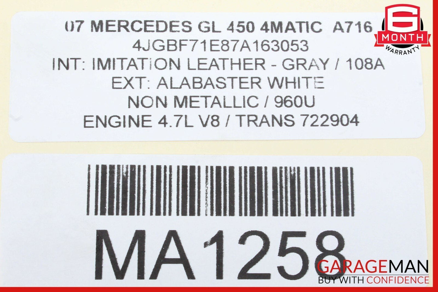 07-12 Mercedes X164 GL450 ML350 ML63 AMG Front Right Passenger Seat Motor Unit