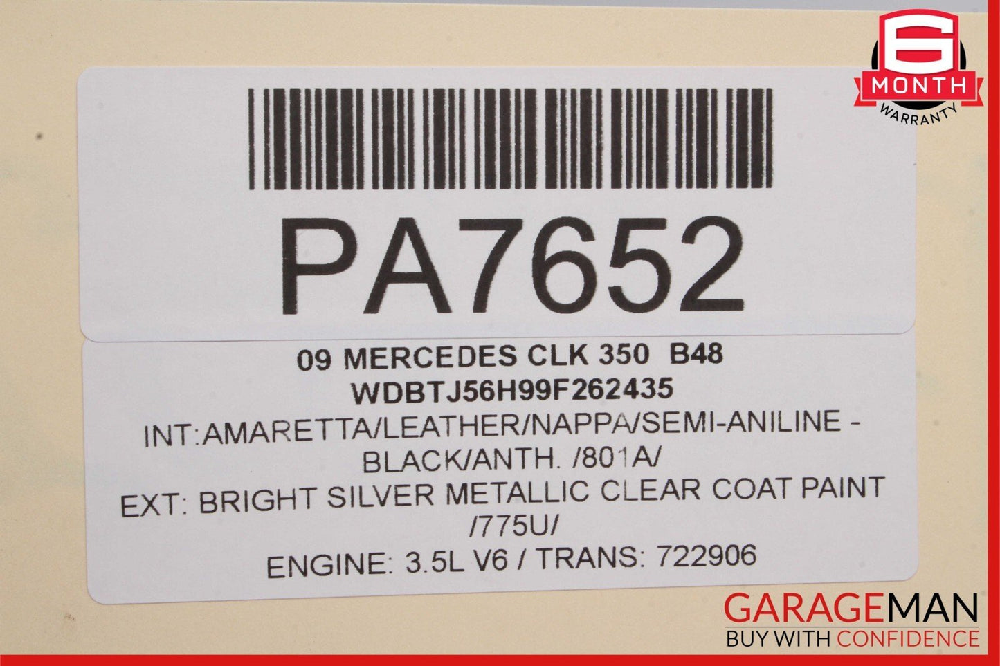 06-09 Mercedes W209 CLK350 CLK550 Base Right Rocker Molding Side Skirt Silver