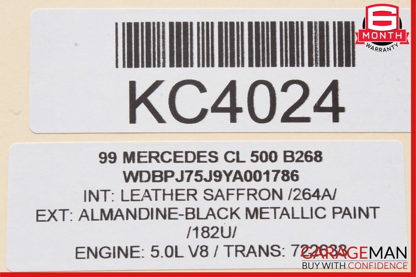 00-02 Mercedes CL500 S55 AMG Steering Column Combination Switch Assembly Saffron