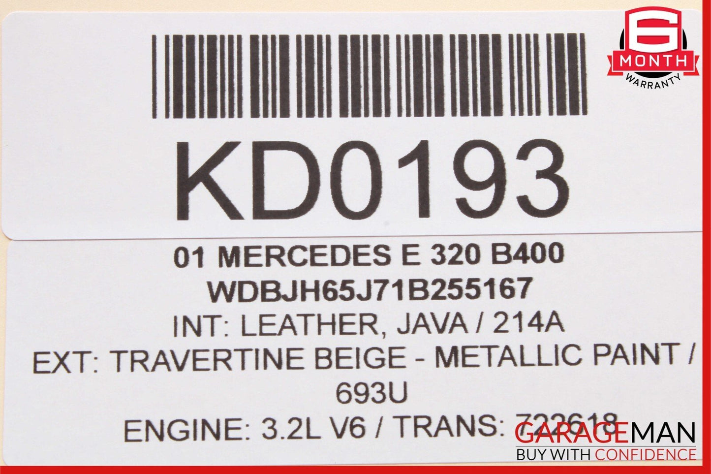 98-02 Mercedes W210 E55 AMG Rear Right Passenger Side Exterior Door Handle Beige