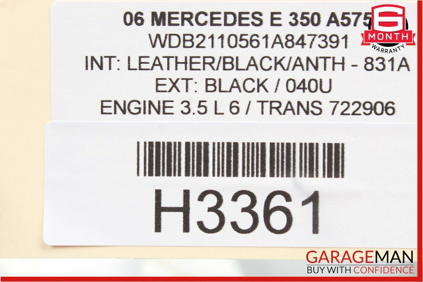 03-09 Mercedes W211 E350 Rear Left Driver Side Door Window Regulator Motor OEM