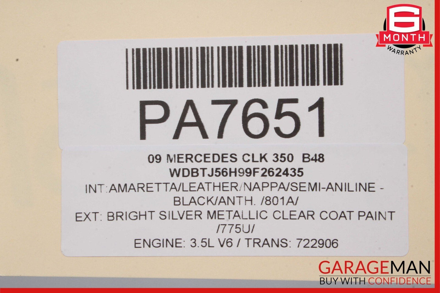 06-09 Mercedes W209 CLK350 CLK550 Base Left Rocker Molding Side Skirt Silver