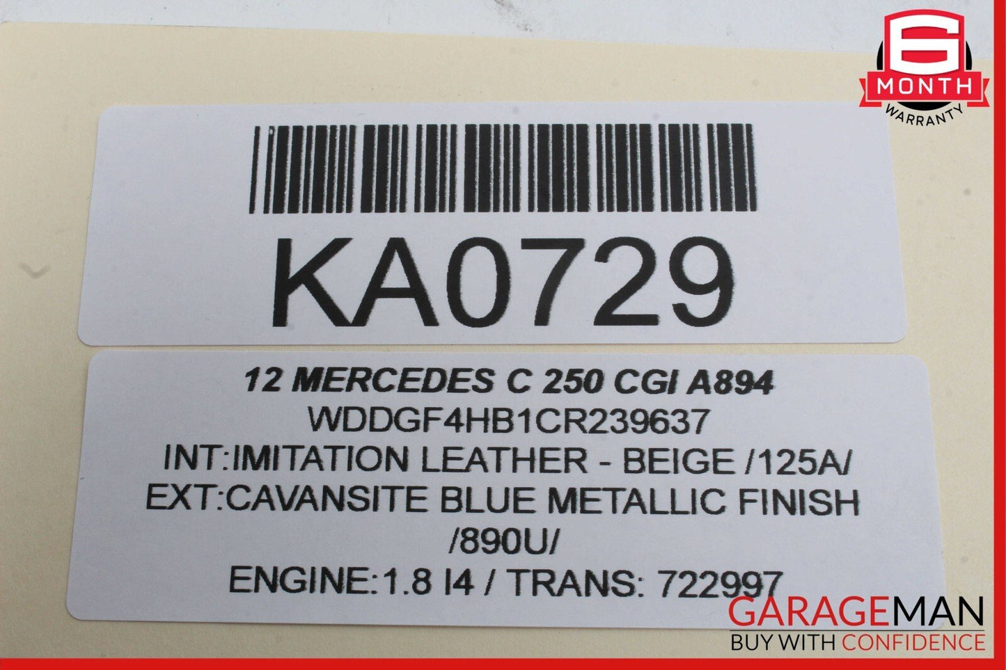 08-14 Mercedes W204 C250 C300 Rear Right Side Door Window Regulator Motor Unit