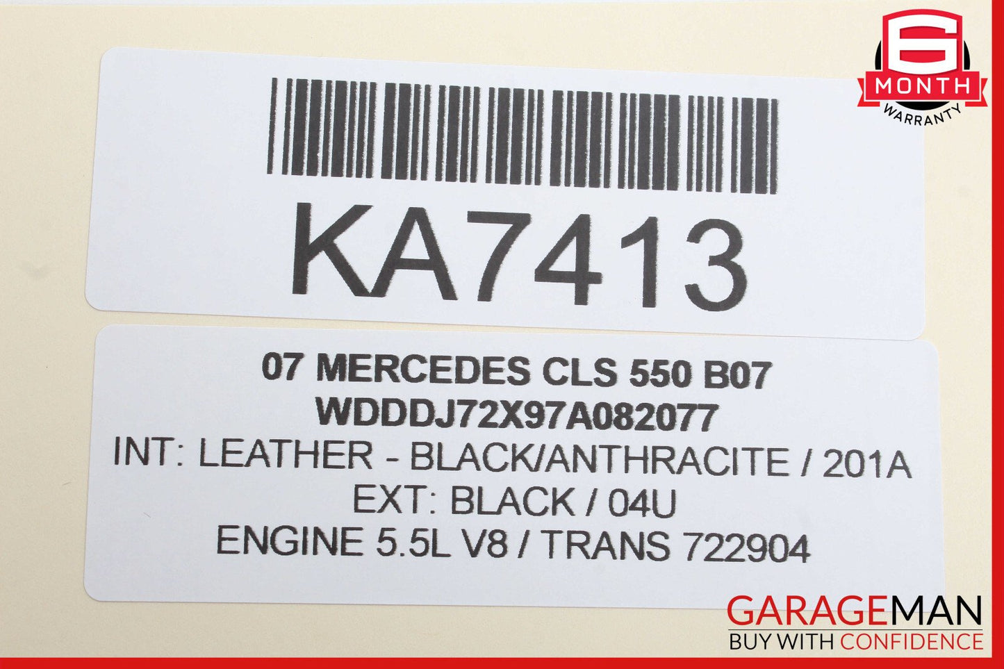 07-11 Mercedes W219 CLS550 Headrest Head Rest Left or Right Black OEM