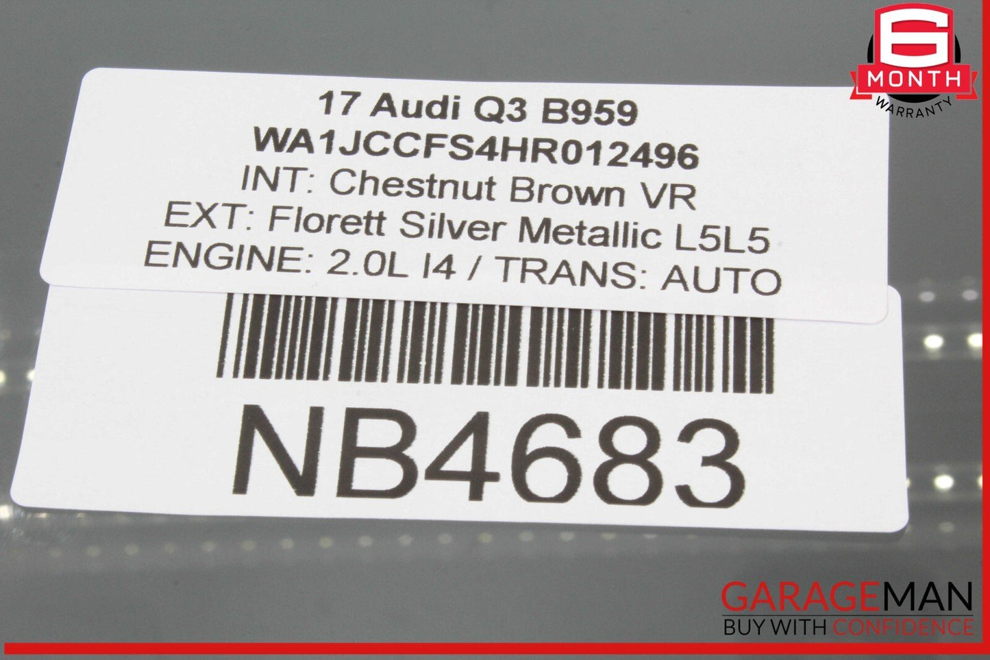 15-18 Audi Q3 Quattro Rear Left Driver Side Door Window Glass OEM